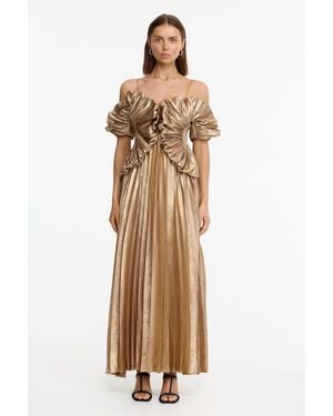 Acler Hillsome Maxi Dress For Polyester, Adjustable Shoulder Straps, Side Frill Detailing - Natural
