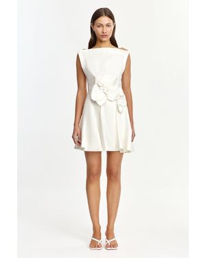 Acler Warra Mini Dress By Woven Linen Blend, Fully Lined - White