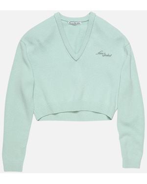 Acne Studios Wool V-Neck Sweater - Green