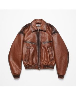 Acne Studios Bomber In Pelle - Brown
