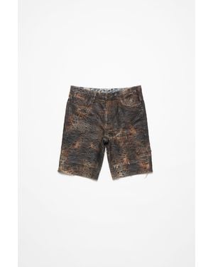 Acne Studios Denim Monogram Shorts - Loose Fit - Grey