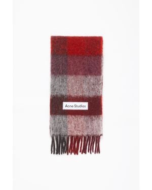 Acne Studios Mohair Checked Scarf - Red