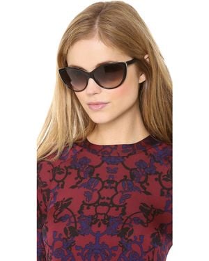 McQueen Oversized Cat Eye Sunglasses - Black Horn Black/Brown - Pink
