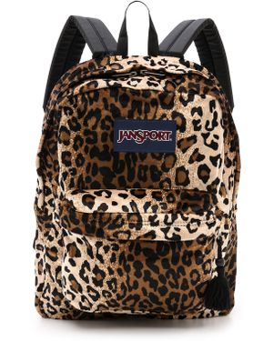 Jansport High Stakes Backpack - Black/Beige Plush Cheetah - Multicolor