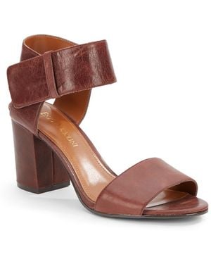 Enzo Angiolini Leather Block-heel Sandals - Brown