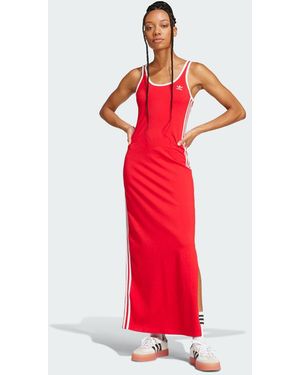 adidas Abito Adicolor 3-Stripes Tank Maxi - Rosso