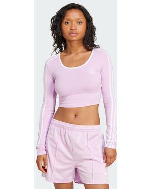 adidas Maglia Adicolor 3-Stripes Long Sleeve Crop - Rosa