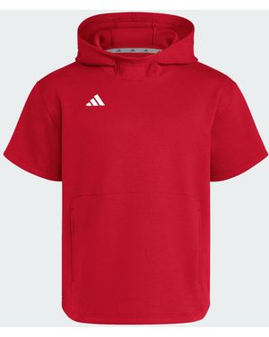 adidas Felpa Con Cappuccio Dugout Short Sleeve (Neutral) - Rosso