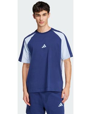 adidas T-Shirt Seasonal Essentials Colorblock - Blu