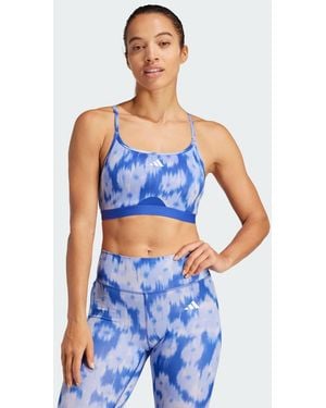 adidas Reggiseno Sportivo Aeroreact Training Essentials Light-Support Allover Print Flower - Blu