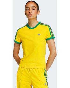 adidas 3 Stripes Slim T-Shirt Donna - Giallo