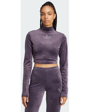 adidas Maglia Long Sleeve Rhinestone Trefoil Velvet Crop - Viola