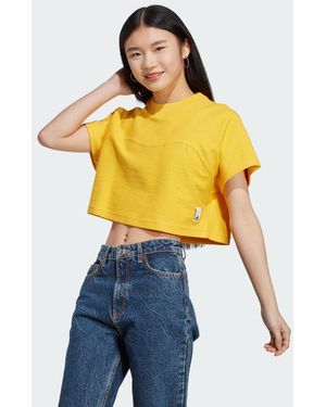 adidas T-Shirt Lounge Terry Loop Crop - Giallo