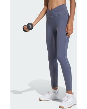 adidas Leggings 3 Strisce Studio All Me 7/8 X-Over - Blu