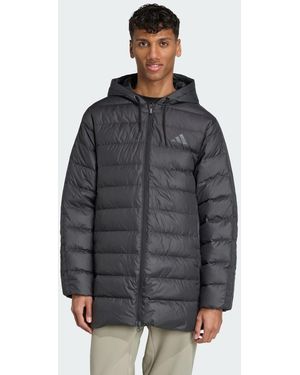adidas Parka Imbottito Leggero Con Cappuccio Tecnologia Climawarm E 3 Strisce Essentials - Grigio