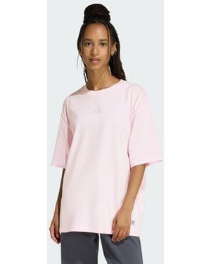 adidas T-Shirt Grafica Oversize Con Mini Ricamo - Rosa