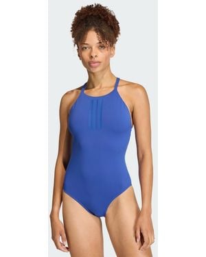 adidas Costume Da Bagno Peachsoft Con Collo Alto A 3 Righe E Spalline Regolabili - Blu