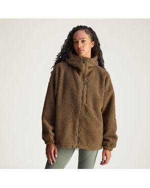 adidas Felpa Invernale Con Zip Integrale By Stella Mccartney - Marrone