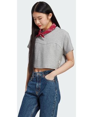 adidas T-Shirt Lounge Terry Loop Crop - Grigio