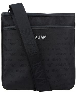 Armani Jeans Logo Print Stash Messenger Bag - Black