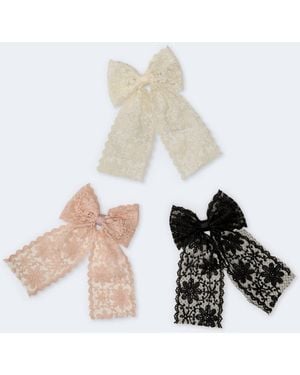 Aéropostale Lace Bow Hair Clip 3-Pack - White