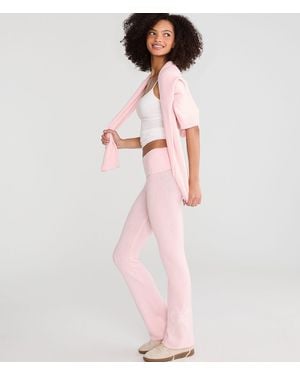 Aéropostale Lace Bow Cozy Sweater Flare Leg Pants - Pink