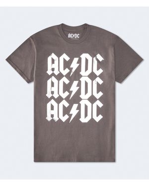 Aéropostale Ac/Dc Foil Oversized Graphic Tee - Gray