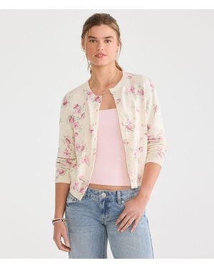 Aéropostale Floral Crew Cardigan - White