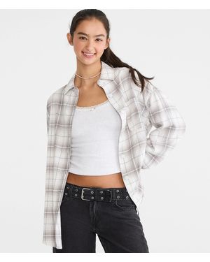 Aéropostale Long Sleeve Relaxed Plaid Flannel Shirt - Red