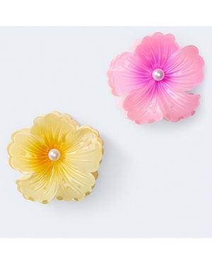 Aéropostale Faux Pearl Flower Claw Hair Clip 2-Pack - Pink