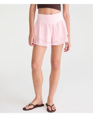 Aéropostale Buttery Soft High-Rise Flutter Shorts - Pink