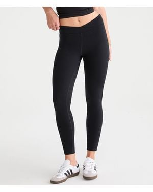 Aéropostale Buttery Soft Low-Rise Crossover Leggings - White