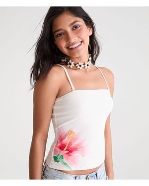 Aéropostale Seriously Soft Beaded Hibiscus Everyday Tube Top - Red