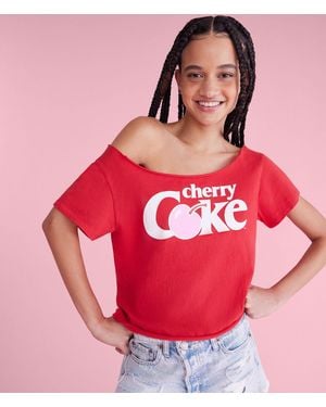 Aéropostale Cherry Coke Off-The-Shoulder Graphic Tee - Red