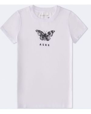 Aéropostale Lace Butterfly Graphic Tee - White
