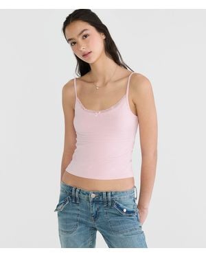 Aéropostale Solid Lace-Trim Cami - Multicolor