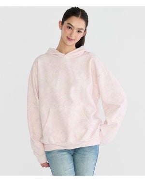 Aéropostale Cloud Soft Tropical Floral Oversized Pullover Hoodie - White