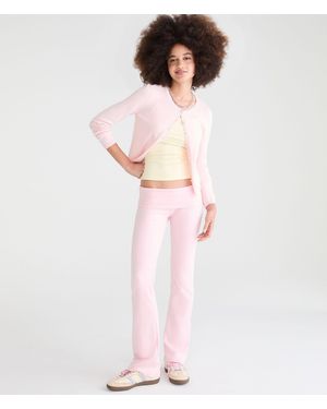 Aéropostale Mid-Rise Fold-Over Bootcut Pants - Pink