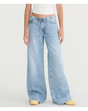 Aéropostale Super Low-Rise Ultra Wide Leg Denim Beach Pants - Blue