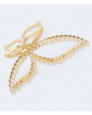 Aéropostale Faux Pearl Metal Butterfly Claw Hair Clip - White