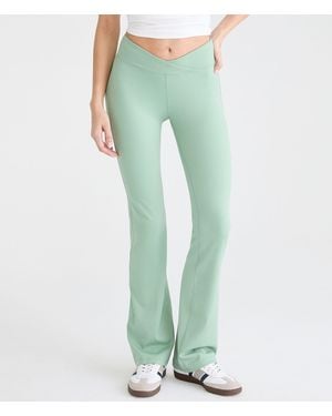 Aéropostale Buttery Soft Low-Rise Crossover Bootcut Leggings - Green