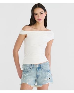 Aéropostale Solid Asymmetrical Top - White