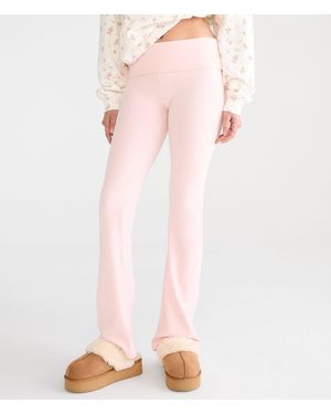 Aéropostale Mid-Rise Fold-Over Bootcut Pants - Pink