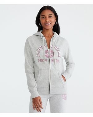 Aéropostale New York Crest Full-Zip Hoodie - Gray