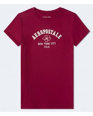 Aéropostale Floral Arch Applique Graphic Tee - Red