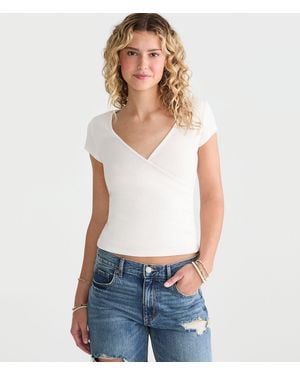Aéropostale Seriously Soft Wrap-Front V-Neck Tee - White