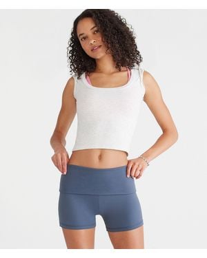Aéropostale Air Soft Fold-Over Booty Shorts - Blue