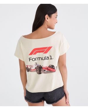 Aéropostale Formula 1 Car Off-The-Shoulder Graphic Tee - Red