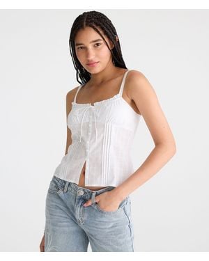 Aéropostale Pintuck Button-Front Tank - White