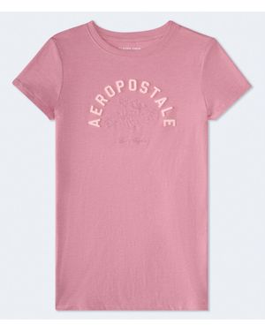 Aéropostale Flowers Applique Graphic Tee - Blue
